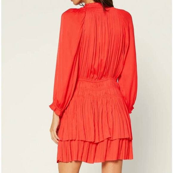 NEW Anthropologie Current Air Cecile Smocked Mini Dress Poppy Red Size Small - Picture 4 of 12